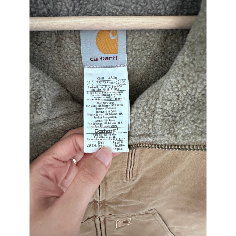 Carhartt Work Vest V33 CML Mens 2XL Sherpa Lined Camel Brown Regular Sandstone - Picture 4 of 10
